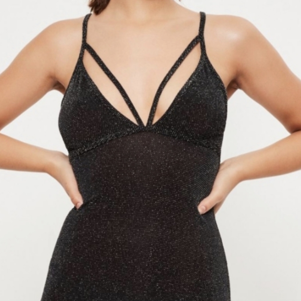 🔥🔥SALE🔥🔥 Glitter sparkle silver strappy dress